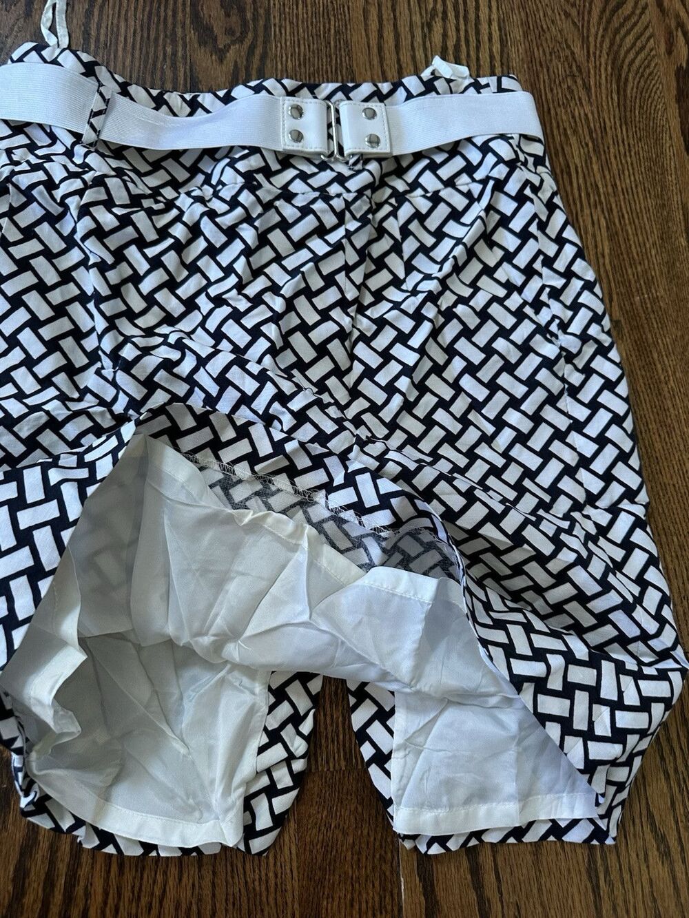 ANTONIO MELANI Linen/Silk Blend Black White Pencil Skirt Pockets Sz 6 Lined EUC - Picture 6 of 8